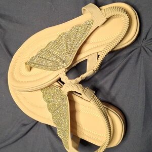 Elegant Cream Sandals with Silver Accents